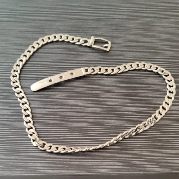 Silver-Tone Women's Chain Belt - Picture 2 of 5